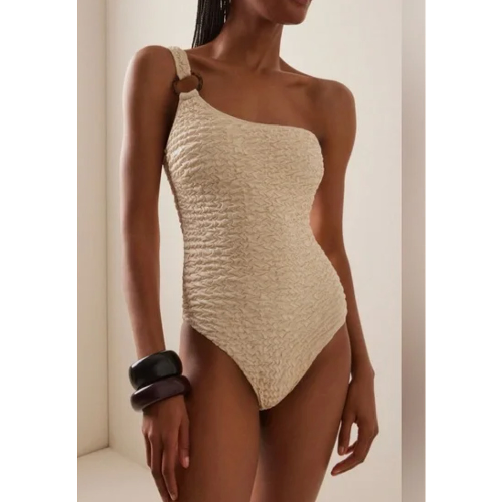 NEW JUILLET FREE PEOPLE IVORY LUXE CRINKLE JESSI ONE PIECE SWIMSUIT SZ M